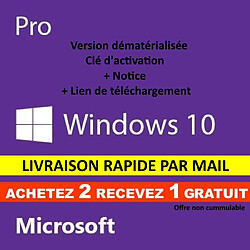 Microsoft Windows 10 Pro Professionnel 32/64 bit Clé d'activation Originale 2+1