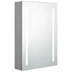 vidaXL Armoire de salle de bain à miroir LED gris béton 50x13x70 cm