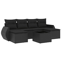 Maison Chic Salon de jardin 7 pcs avec coussins | Ensemble de Table et chaises | Mobilier d'Extérieur noir résine tressée -GKD10480