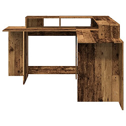 Helloshop26 Bureau table poste de travail meuble d'ordinateur informatique étude avec lumières LED vieux bois bois d'ingénierie brun 02_0023440