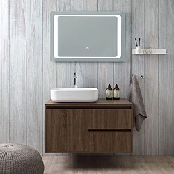 Kiamami Valentina MEUBLE DE SALLE DE BAIN SUSPENDU SOUS-LAVABO 90 CM ET MIROIR LED TACTILE | SIENA