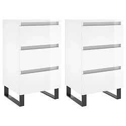 Maison Chic Lot de 2 Tables de chevet,Table de nuit,Table d'appoint pour salon blanc brillant 40x35x69 cm -MN58307