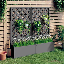 Maison Chic Jardinière,Bac à fleurs - pot de fleurs en treillis 2 pcs Gris 65x33x135 cm WPC -GKD28925