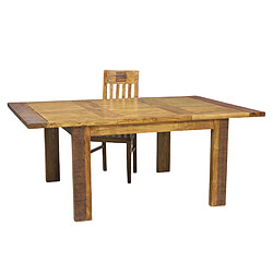 BOIS & CHIFFONS Table de repas carrée allonge bois strié | Acacia Verone