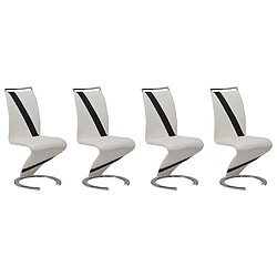 Vente-Unique Lot de 4 chaises TWIZY - Simili blanc & noir pas cher