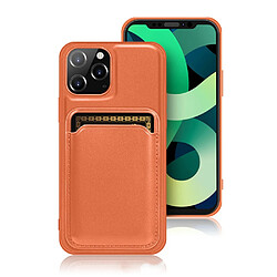 Coque en PU avec porte-cartes amovible bord droit orange pour votre Apple iPhone 13 Pro Max 6.7 pouces