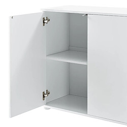 Acheter Helloshop26 Buffet commode meuble de rangement pratique avec 2 tiroirs 3 portes 117 cm blanc brillant 03_0005046