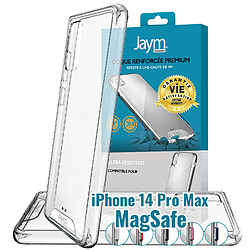 JAYM - Coque Ultra Renforcée Premium pour Apple iPhone 14 Pro Max - Compatible Magsafe - Certifiée 3 Mètres de chute - Garantie à Vie - Transparente - 5 Jeux de Boutons de Couleurs Offerts