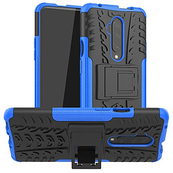 Wewoo Coque Pour OnePlus 7T Pro Texture de pneu TPU antichoc + PC Housse de protection avec support bleu