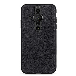 Coque en TPU + cuir véritable texture litchi, anti-rayures noir pour votre Sony Xperia Pro-I