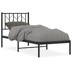 Maison Chic Cadre/structure de lit métal et tête de lit pour adulte - Lit Moderne Chambre noir 75x190 cm -MN99711