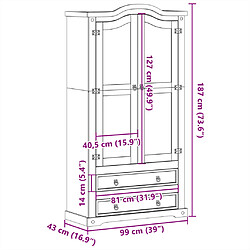 vidaXL Vitrine en verre Corona 99x43x187 cm bois massif de pin pas cher