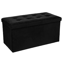 Pegane Coffre/pouf pliable en MDF et polyuréthane coloris noir - Dim : L76 x l38 x H38 cm