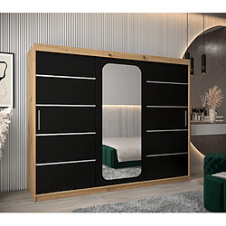 Abiks Meble Armoire PROMO V2 À Portes Coulissantes 200/250/62 3 Portes (Artisan/Noir)