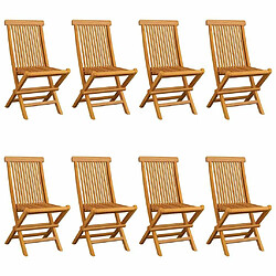 Maison Chic Lot de 8 Chaises de jardin,Fauteuil d'extérieur avec coussins blanc crème Teck massif -MN42635