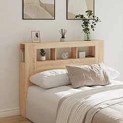 Avis Maison Chic Tête de lit scandinave à LED,meuble de chambre chêne sonoma 140x18,5x103,5cm bois ingénierie -MN74696