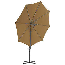 Avis Helloshop26 Parasol meuble de jardin en porte-à-faux avec mât en acier 300 cm taupe 02_0008613