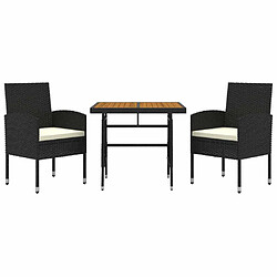 Avis Maison Chic Mobilier à dîner 3 pcs de jardin - Ensemble table et chaises d'extérieur - Salon/Mobilier de jardin classique Résine tressée Noir -MN30631