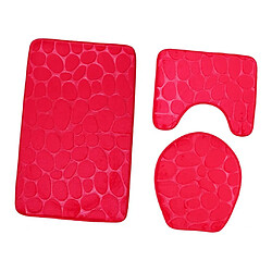 Ensemble de salle de bains 3 tapis de bain tapis antidérapant tapis contour couvercle de toilette couvercle rose pas cher