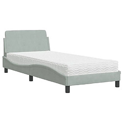 Vidaxl Lit avec matelas gris clair 90x190 cm velours