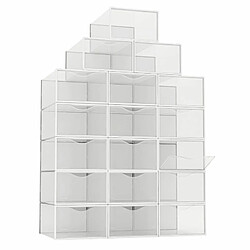 Acheter Secury-T Lot de 18 Boîtes à Chaussures/Rangement Transparentes Blanches Empilables en Plastique 33.4x23x14.5cm