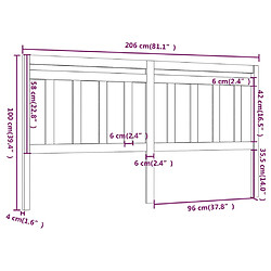 Acheter vidaXL Tête de lit 206x4x100 cm Bois massif de pin