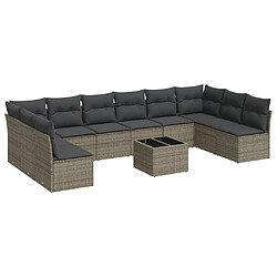 Maison Chic Salon de jardin 11 pcs avec coussins | Ensemble de Table et chaises | Mobilier d'Extérieur gris résine tressée -GKD56981