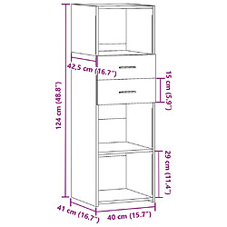 vidaXL Buffet haut sonoma gris 40x42,5x124 cm bois d'ingénierie pas cher