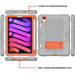 Coque en TPU + silicone avec béquille, couleur contrastée gris/orange pour votre Apple iPad mini (2021)