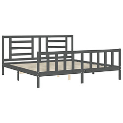 Maison Chic Lit adulte - Cadre Structure de lit avec tête de lit Contemporain gris 200x200 cm bois massif -MN24402 pas cher