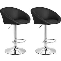 Decoshop26 Lot de 2 tabourets de bar chaises hautes design moderne en PVC noir et métal chromé 10_0004347