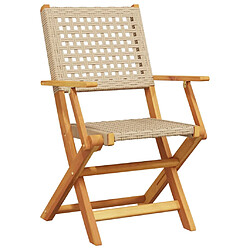 Avis vidaXL Chaises de jardin lot de 2 beige bois massif d'acacia et rotin