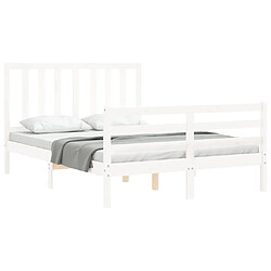 Acheter Maison Chic Cadre/structure de lit avec tête de lit pour adulte - Lit Moderne Chambre blanc petit double bois massif -MN95875