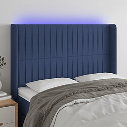 Maison Chic Tête de lit scandinave à LED,meuble de chambre Bleu 147x16x118/128 cm Tissu -MN87943