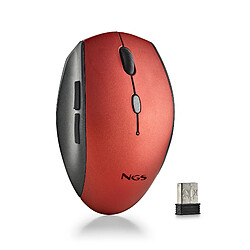 NGS BEE RED: Souris ergonomique sans fil avec boutons silencieux. DPI réglable: 800/1200/1600. Droiters. Plug & Play. Couleur rouge. 