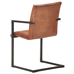 Acheter vidaXL Chaises à manger cantilever lot de 4 marron cuir véritable