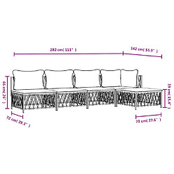 vidaXL Salon de jardin avec coussins 5 pcs anthracite acier pas cher