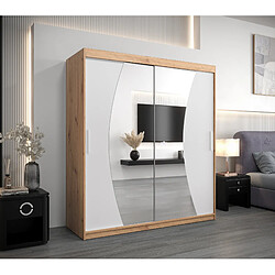 Abiks Meble Armoire Wave à portes coulissantes 200/180/62 2 portes (artisan/blanc)