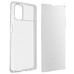 Avizar Coque Xiaomi Poco M3 Souple Film Verre Trempé Dureté 9H transparent