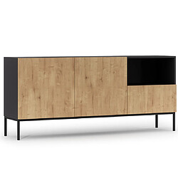 Bestmobilier Felicia - buffet bas - bois et noir - 180 cm