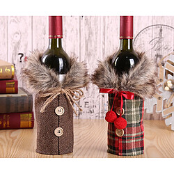 C309 2pcs Noël Bowknot Ensemble de la bouteille de vin de fil de vin Sac à vin Table de vacances Installation de la fête de Noël Décorations de fête de Noël