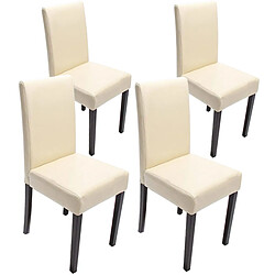 Mendler Lot de 4 chaises de séjour Littau ~ cuir reconstitué, crème, pieds foncés