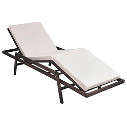 Maison Chic Chaise longue avec coussin | Bain de soleil Relax | Transat Résine tressée Marron -GKD77028