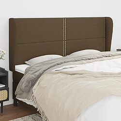 vidaXL Tête de lit avec oreilles Marron foncé 203x23x118/128 cm Tissu