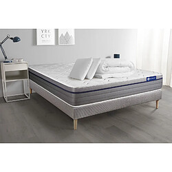 ACTISOM Pack prêt à dormir matelas Latex + Mémoire de forme ACTILATEX ZEN 140x190 cm + sommier KIT gris + 2 oreillers + couette