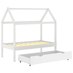 Maison Chic Lit d'Enfant Chambre - Cadre de lit pour enfant avec un tiroir Blanc Pin massif 70x140 cm -MN27143 pas cher