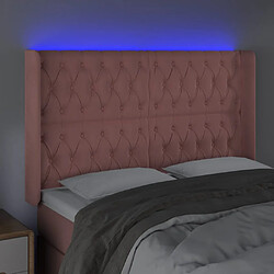 Avis vidaXL Tête de lit à LED Rose 163x16x118/128 cm Velours