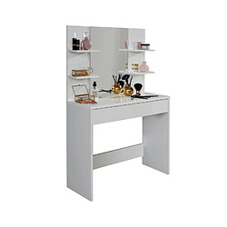 Avis Pegane Coiffeuse, table de maquillage avec miroir coloris blanc mat - Longueur 85 x hauteur 141 x profondeur 40 cm