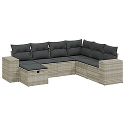 vidaXL Salon de jardin avec coussins 7 pcs gris clair résine tressée