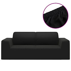 vidaXL Housse extensible de canapé 2 places Noir Jersey de polyester